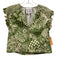 Alden Adair Size XS/M Green & White Cotton Shirred Floral Ruffles Short Set Green & White / XS/M