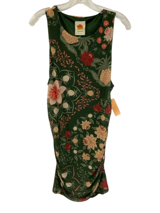 Farm Rio Size Large Green, Pink, Orange & Black Polyester Sleeveless Mesh Dress Green, Pink, Orange & Black / Large