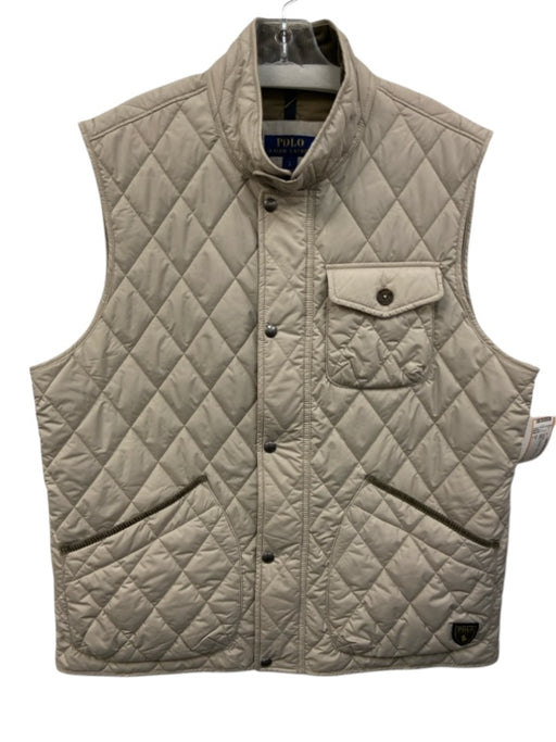 Polo Size L Beige Synthetic Quilted Vest Men's Jacket Beige / L
