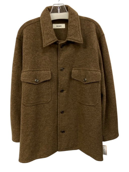 Buck Mason Size L Brown Cotton Blend Solid Button up Men's Jacket Brown / L