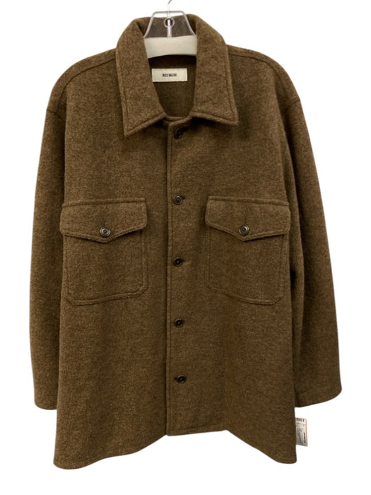Buck Mason Size L Brown Cotton Blend Solid Button up Men's Jacket Brown / L