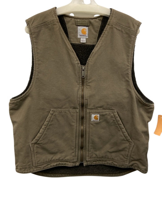 Carhartt Size L Tan Cotton Solid Vest Lined Men's Jacket Tan / L