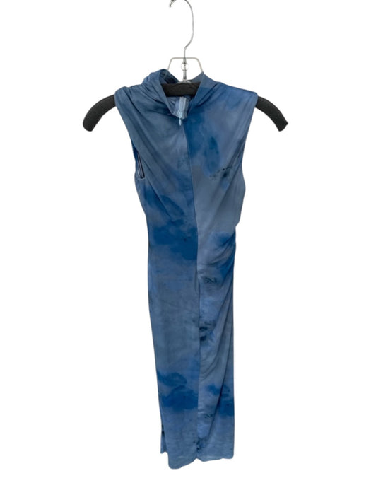 Zara Size XS Blue Polyester Mesh Tie Dye Rouched Maxi Dress Blue / XS