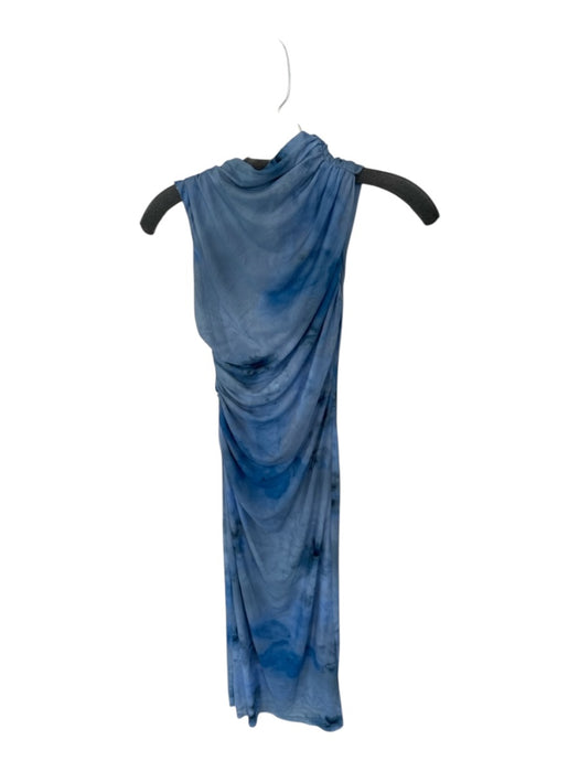 Zara Size XS Blue Polyester Mesh Tie Dye Rouched Maxi Dress Blue / XS