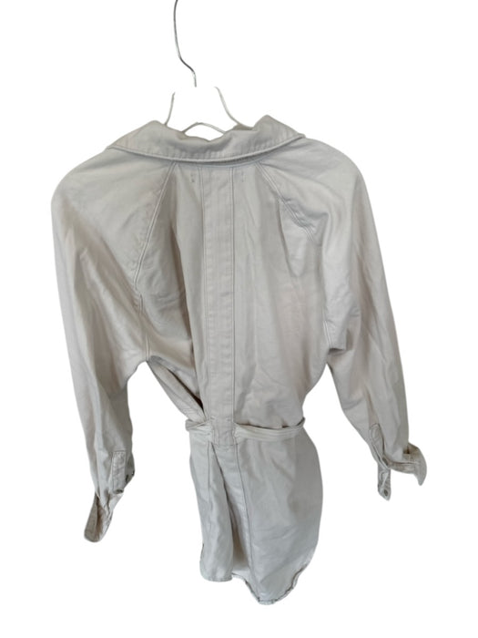 Hudson Size XS Cream Cotton Long Sleeve Pockets Buttons Mini Dress Cream / XS