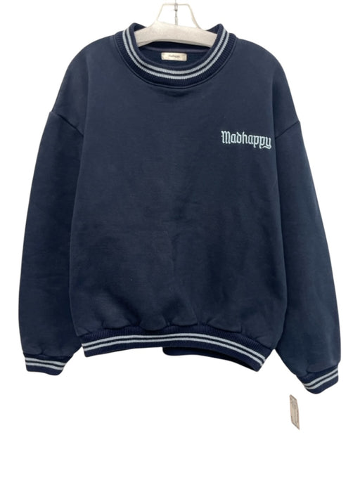 Madhappy Size M Navy Cotton Ribbed Detail Crew Neck Sweater Navy / M