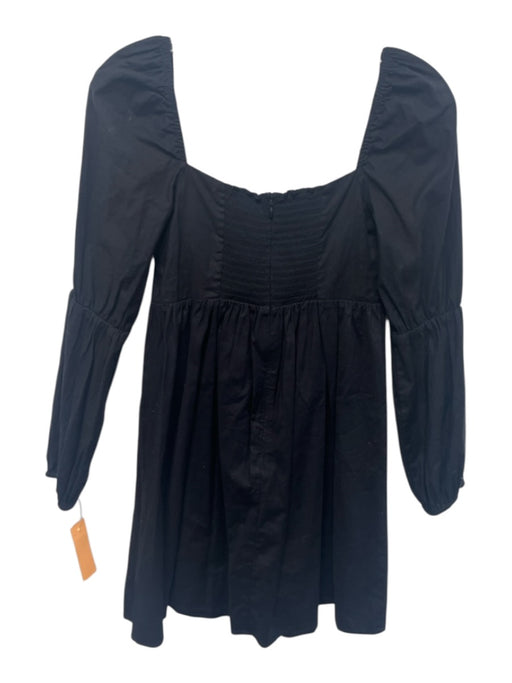 Reformation Size 4 Black Cotton Blend Long Sleeve Dress Black / 4