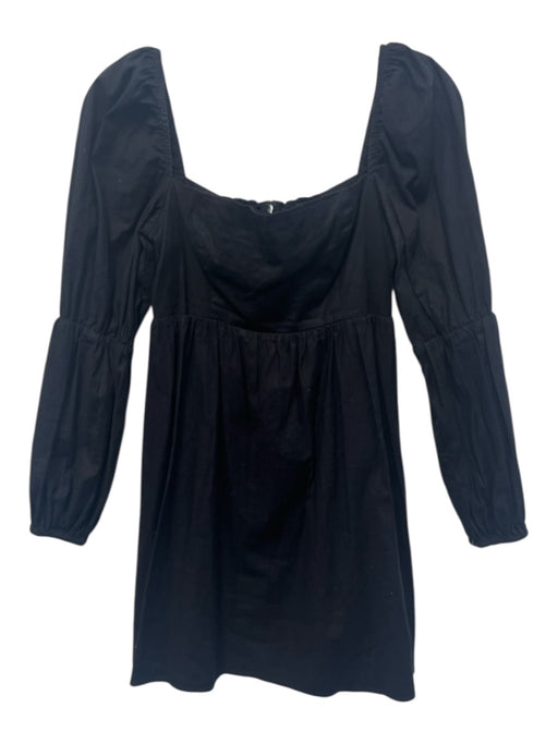 Reformation Size 4 Black Cotton Blend Long Sleeve Dress Black / 4