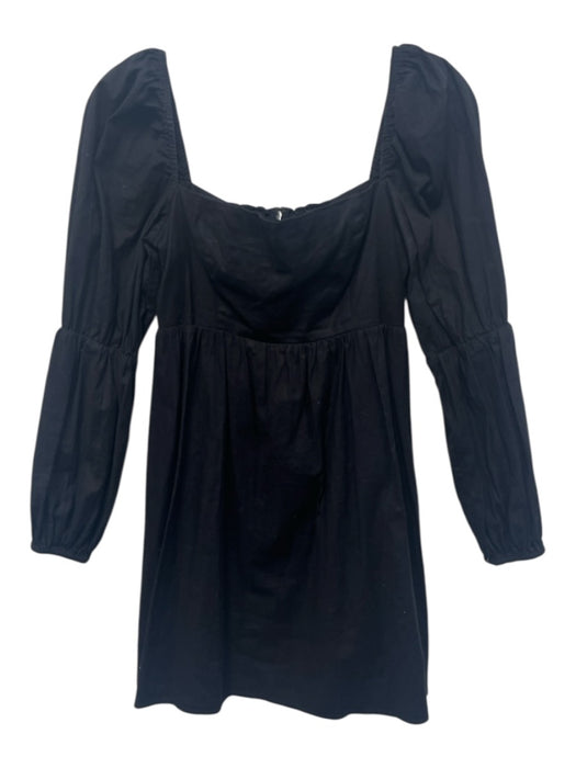 Reformation Size 4 Black Cotton Blend Long Sleeve Dress Black / 4