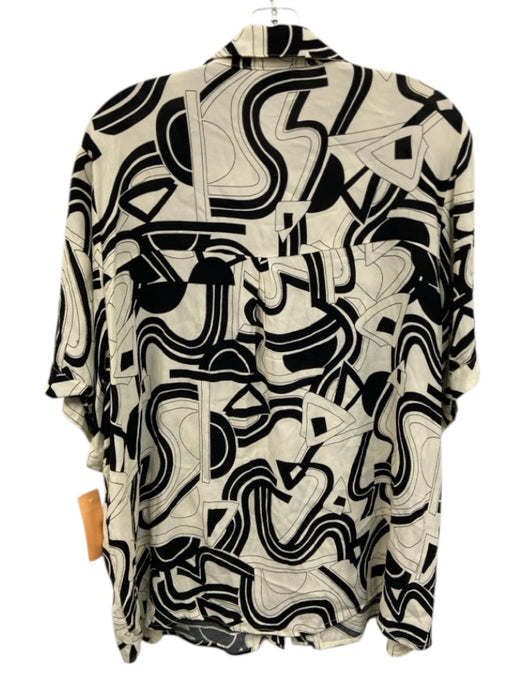 Dissh Size 6 Black & White Viscose Abstract Button Up & Collar Pants Set Black & White / 6