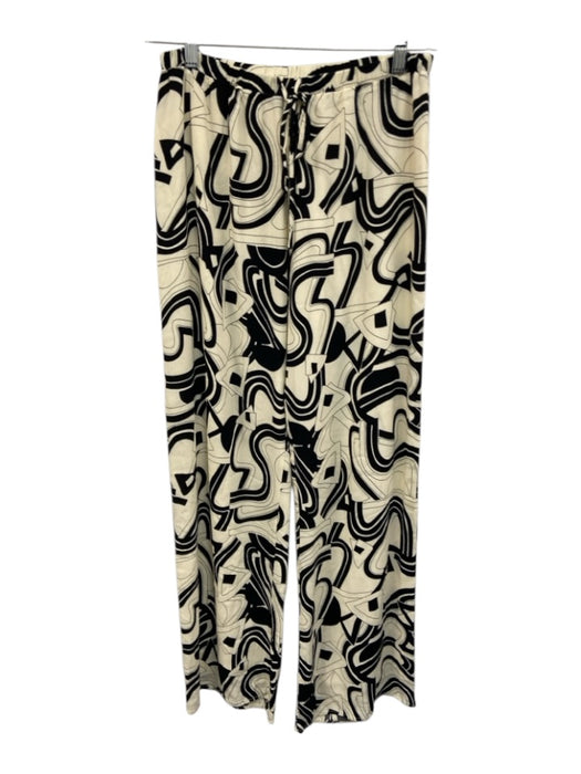Dissh Size 6 Black & White Viscose Abstract Button Up & Collar Pants Set Black & White / 6