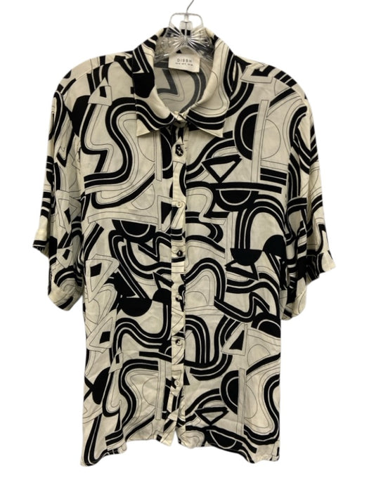 Dissh Size 6 Black & White Viscose Abstract Button Up & Collar Pants Set Black & White / 6