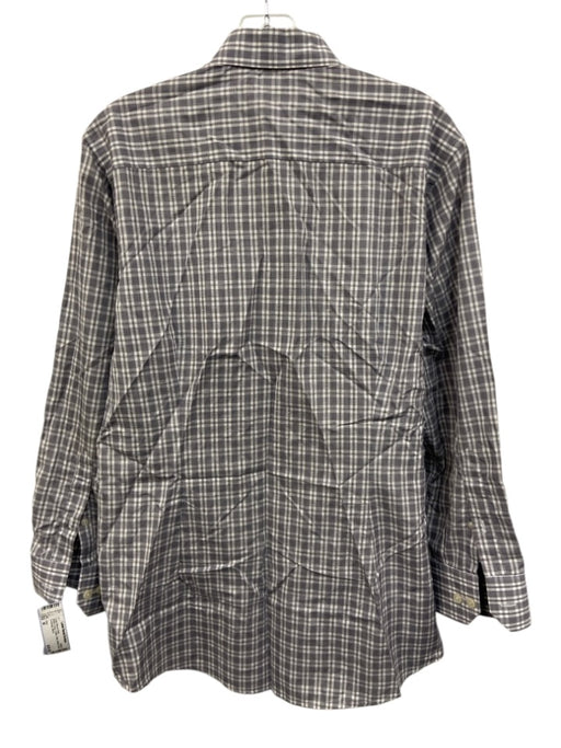 Eton Size M White & Gray Cotton Plaid Button Down Men's Long Sleeve Shirt White & Gray / M