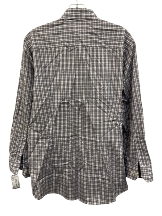 Eton Size M White & Gray Cotton Plaid Button Down Men's Long Sleeve Shirt White & Gray / M