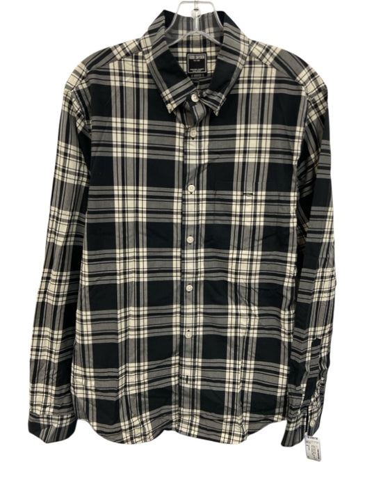 Todd Snyder Size M Black, Gray & White Cotton Plaid Men's Long Sleeve Shirt Black, Gray & White / M