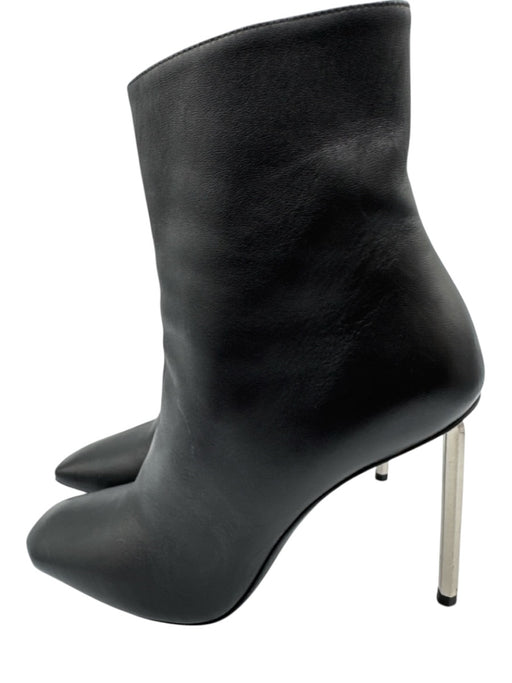 Off White Shoe Size 39 Black Leather Stiletto Metal Heel Side Zip Booties Black / 39