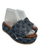 Gucci Shoe Size 36 Blue & Brown Canvas & Leather Slides Open Toe Sandals Blue & Brown / 36