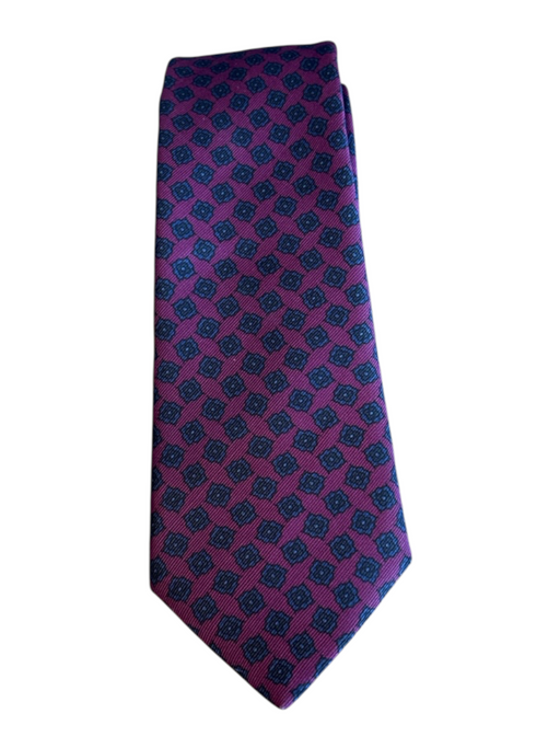 Sid Mashburn Purple & Blue Print Silk Medallion Men's Ties Purple & Blue Print