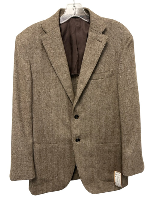 Sid Mashburn Brown & White Wool All Over Print 3 button Men's Blazer Brown & White / 50