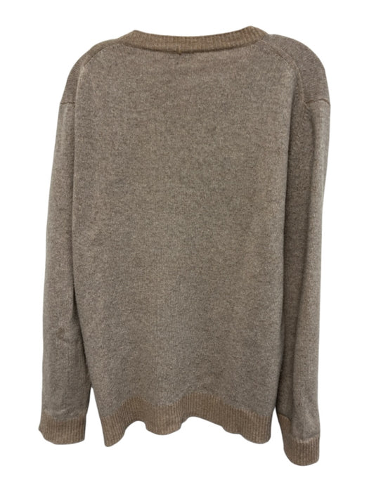 Altea Size Est L Brown Wool Solid Crewneck Men's Sweater Brown / Est L