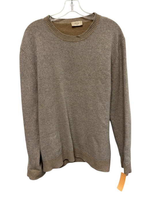 Altea Size Est L Brown Wool Solid Crewneck Men's Sweater Brown / Est L