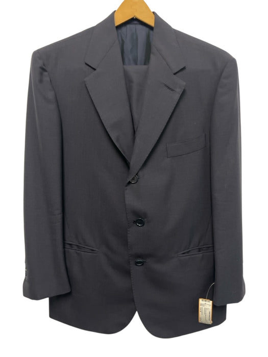 Sartoria Vestrucci Navy Blue Wool Blend Solid Side Tabs Men's Suit Navy Blue / Est 36