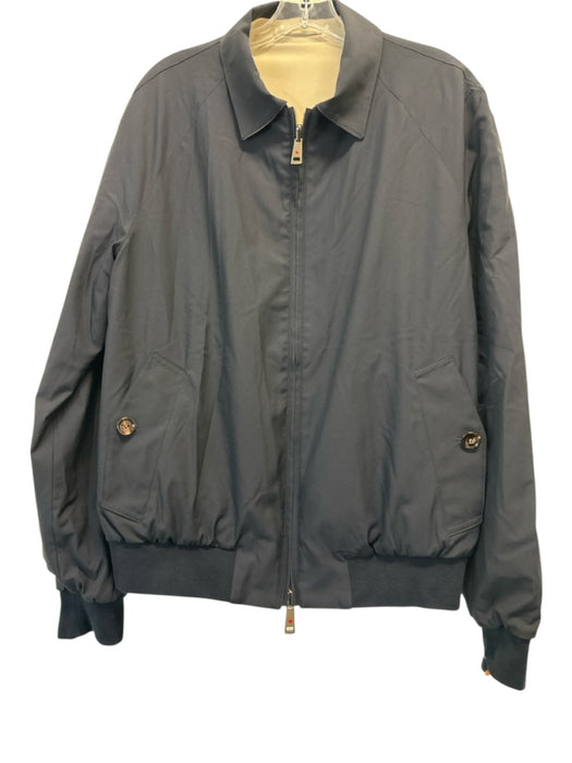 Kired Size 52 Navy & Beige Synthetic Reversible Zip Up Men's Jacket Navy & Beige / 52