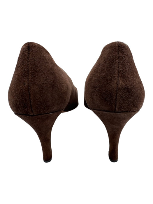 Bally Shoe Size 8 Brown Suede Gold Tone Hardware Mid Heel Pointed Toe Pumps Brown / 8