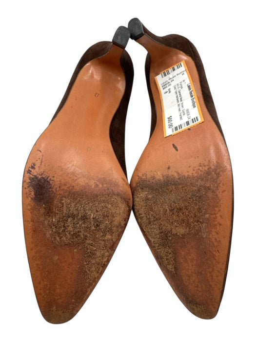 Bally Shoe Size 8 Brown Suede Gold Tone Hardware Mid Heel Pointed Toe Pumps Brown / 8