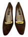 Bally Shoe Size 8 Brown Suede Gold Tone Hardware Mid Heel Pointed Toe Pumps Brown / 8