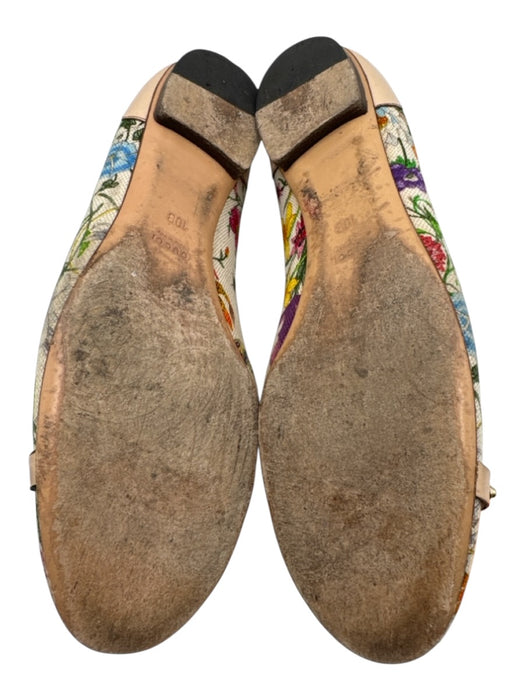 Gucci Shoe Size 10 Beige, Green, Multi Canvas Upper Floral Bamboo Detail Flats Beige, Green, Multi / 10