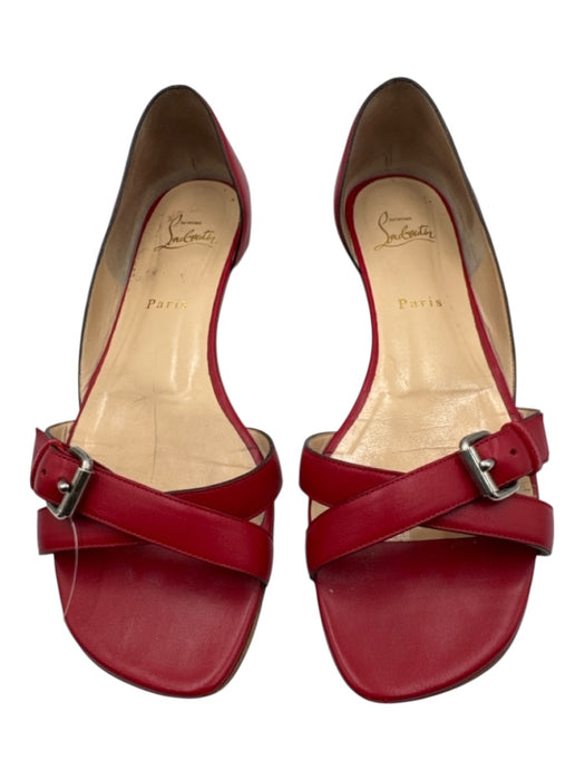 Christian Louboutin Shoe Size 40 Red Leather Buckle Detail D'orsay Sandals Red / 40