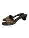 Gucci Shoe Size 9.5 Brown & Tan Leather & Canvas Stacked Heel Guccissima Sandals Brown & Tan / 9.5