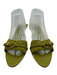 Gucci Shoe Size 9.5 Green Leather Stacked Heel Metal Rings Peep Toe Sandals Green / 9.5