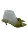 Gucci Shoe Size 9.5 Green Leather Stacked Heel Metal Rings Peep Toe Sandals Green / 9.5