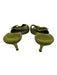 Gucci Shoe Size 9.5 Green Leather Stacked Heel Metal Rings Peep Toe Sandals Green / 9.5