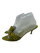 Gucci Shoe Size 9.5 Green Leather Stacked Heel Metal Rings Peep Toe Sandals Green / 9.5