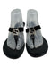 Gucci Shoe Size 9.5 Black Leather Flip Flop Thong Strap Kitten Heel Logo Sandals Black / 9.5