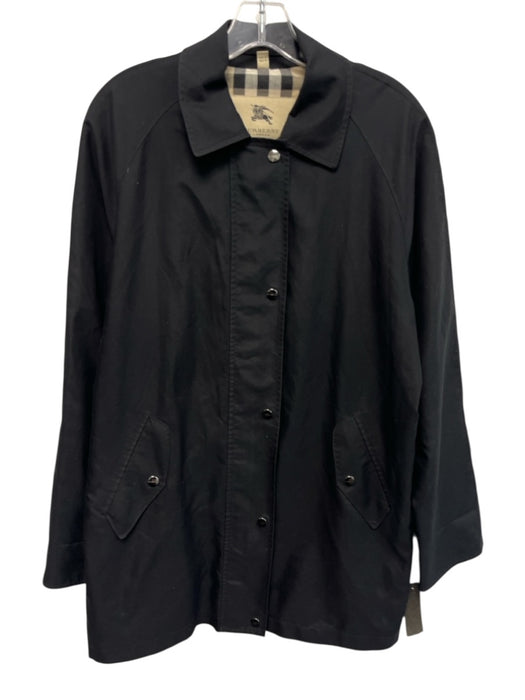 Burberry London Size 4 Black Polyester Long Sleeve Flap Pockets Collar Jacket Black / 4