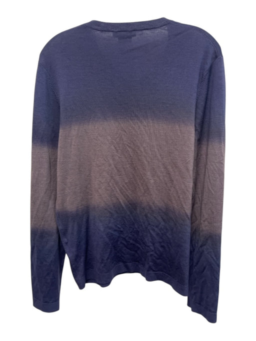 Versace Collection Size L Blue & Heather Gray Wool Blend Gradient V Neck Sweater Blue & Heather Gray / L