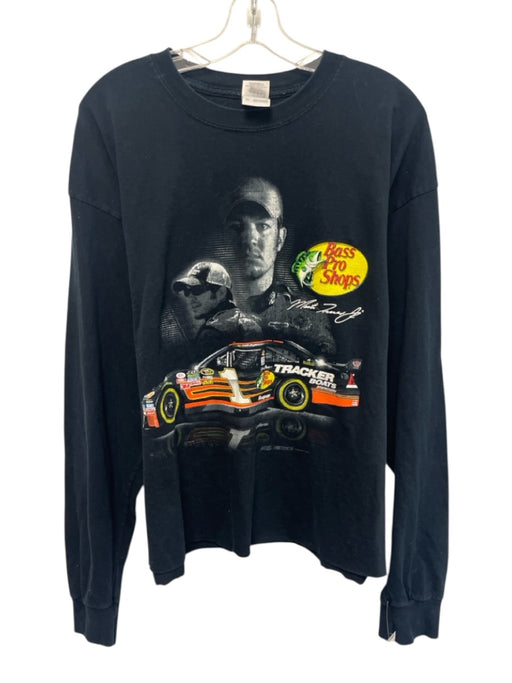 Gildan Size XL Black Cotton Nascar T shirt Crew Men's Long Sleeve Shirt Black / XL