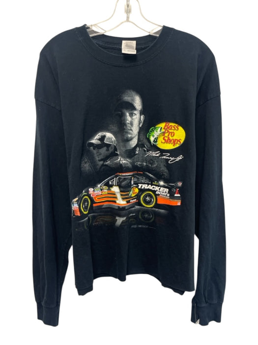 Gildan Size XL Black Cotton Nascar T shirt Crew Men's Long Sleeve Shirt Black / XL