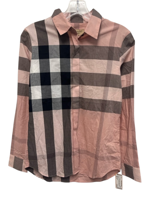Burberry Size M Pink, Black, White Cotton oversized plaid Long Sleeve Top Pink, Black, White / M