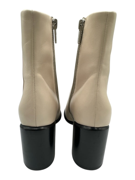 Vince Shoe Size 5.5 White Leather Square Toe Stacked Heel Side Zip Booties White / 5.5