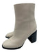 Vince Shoe Size 5.5 White Leather Square Toe Stacked Heel Side Zip Booties White / 5.5
