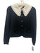 Sandro Size 0 Black & White Wool Blend Mohair detachable collar Pockets Cardigan Black & White / 0