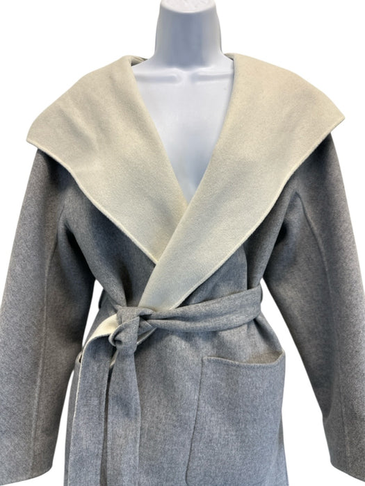 Mackage Size S Gray & Cream Wool Wrap Heathered Sash Shawl Collar Coat Gray & Cream / S