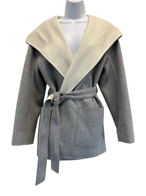 Mackage Size S Gray & Cream Wool Wrap Heathered Sash Shawl Collar Coat Gray & Cream / S