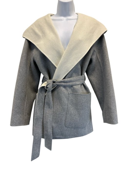 Mackage Size S Gray & Cream Wool Wrap Heathered Sash Shawl Collar Coat Gray & Cream / S