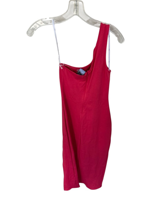 Lulus Size S Pink Rayon Blend One Shoulder Slit Back Zip Maxi Dress Pink / S